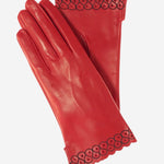 CA4534 (red) - Women's Unlined Dress Leather Gloves with "Lace-work" Cuff - Leather Gloves Online - Luxury Leather Gloves - 1