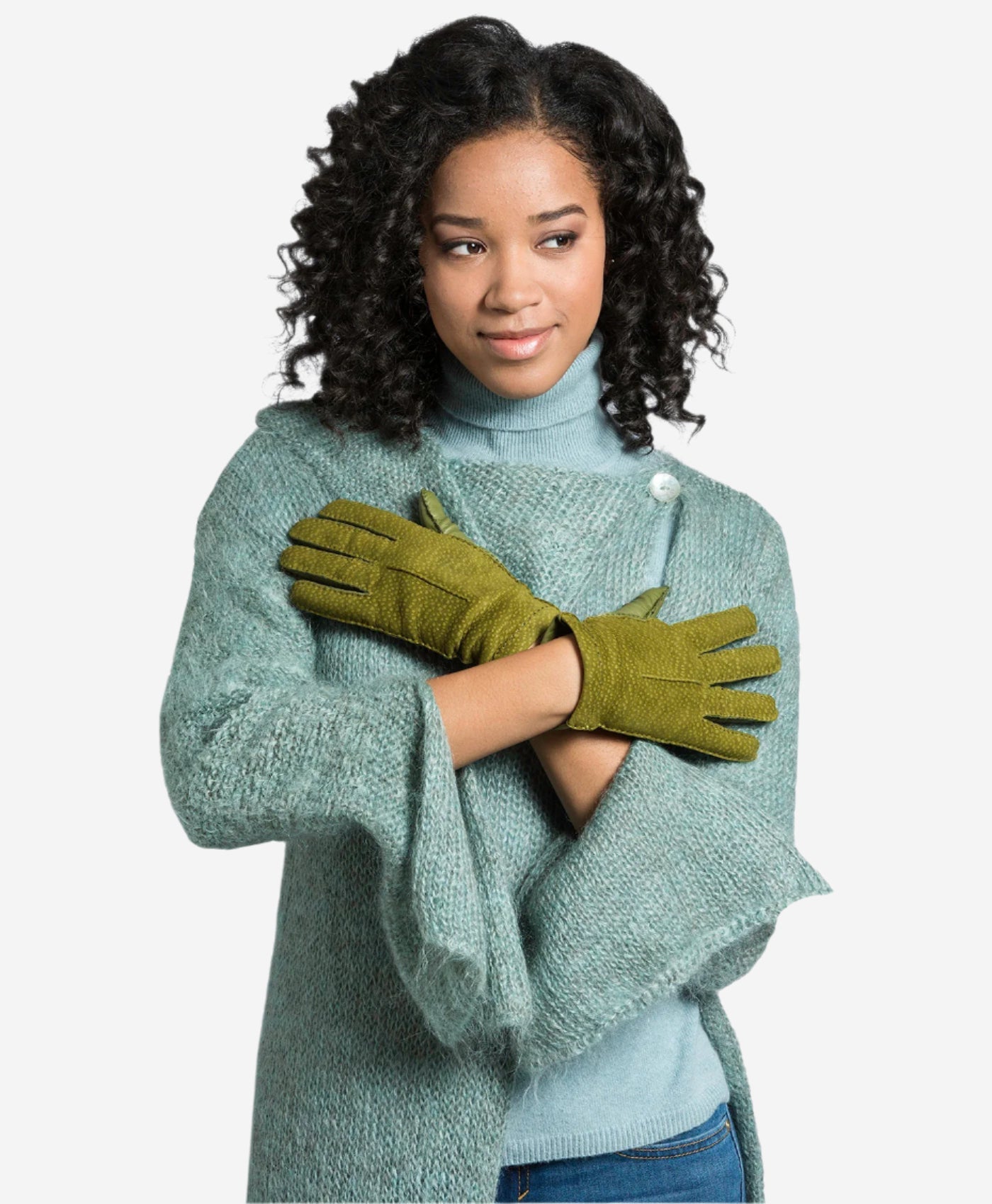 CA4538 (moss) - Handsewn Italian Cashmere Lined  Women's Carpincho Dress Gloves - Leather Gloves Online - Luxury Leather Gloves - 2