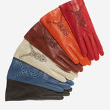 CA4539 (red) - Women's unlined dress leather gloves with "lace-work" design