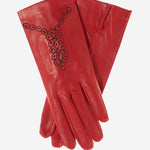 CA4539 (red) - Women's Unlined Dress Leather Gloves with "Lace-work" Design - Leather Gloves Online - Luxury Leather Gloves - 1