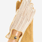 CA4620 (tan) - Women's Crochet and Carpincho Leather Driving Gloves - Leather Gloves Online - Luxury Leather Gloves - 1