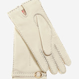 CA4661 (cream) - Women's handsewn cashmere lined deerskin gloves with distinctive strap and buckle