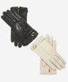 CA4661 (black) - Women's handsewn cashmere lined deerskin gloves with distinctive strap and buckle