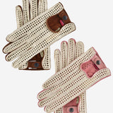 CA4916 (pink) - Hand-sewn Italian crochet driving gloves from lambskin leather