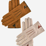 CA4941 (alabaster) - Women's handsewn cashmere lined suede gloves with distinctive details