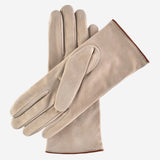 CA4941 (alabaster) - Women's handsewn cashmere lined suede gloves with distinctive details