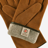 CA4941 (brown) - Women's handsewn cashmere lined suede gloves with distinctive details