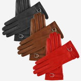 CA4987 (cognac) - Women's Italian leather lambskin gloves with strap