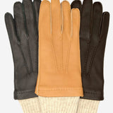 CC3115 (dark brown) - Men's Italian deerskin leather gloves with cashmere lining