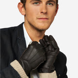 CC3115 (dark brown) - Men's Italian deerskin leather gloves with cashmere lining