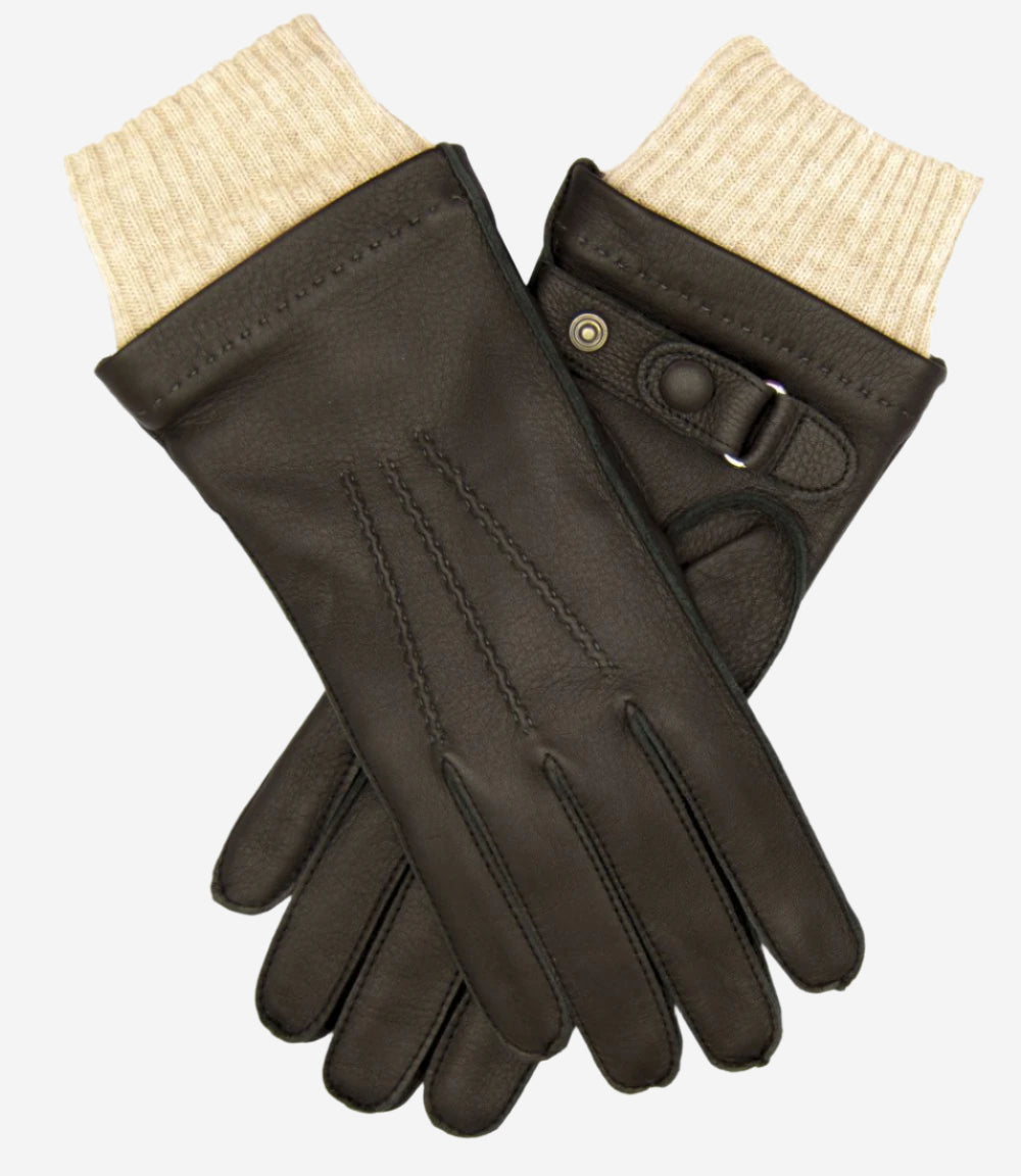 CC3115 (dark brown) - Men's Italian  Deerskin Leather Gloves with Cashmere Lining - Leather Gloves Online - Luxury Leather Gloves - 1