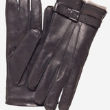 CC3239 (black) - Men's Italian Cashmere Lined Lambskin Gloves with Belt - Leather Gloves Online - Luxury Leather Gloves - 2