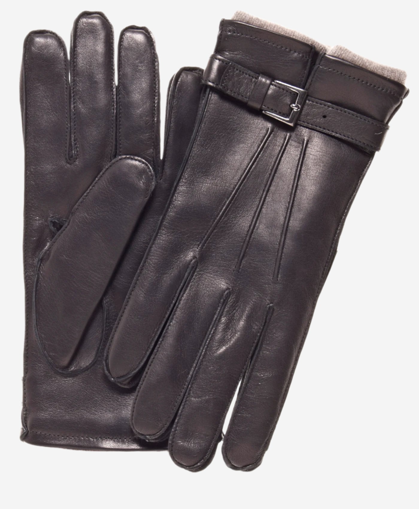 CC3239 (black) - Men's Italian Cashmere Lined Lambskin Gloves with Belt - Leather Gloves Online - Luxury Leather Gloves - 2