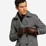 CC3239 (brown) - Men's Italian Cashmere Lined Lambskin Gloves with Belt - Leather Gloves Online - Luxury Leather Gloves - 3