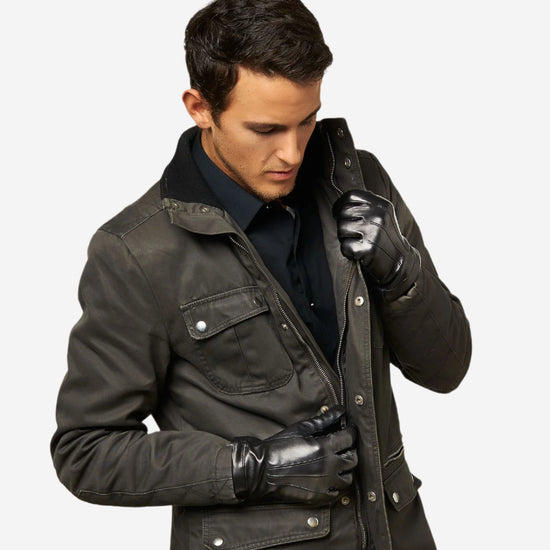 CC3301 (black) - Men's Italian Cashmere Lined Touchscreen Leather Gloves - Leather Gloves Online - Luxury Leather Gloves - 2