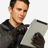CC3301 (black) - Men's Italian cashmere lined touchscreen leather gloves