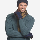 CC3434 (blue/cordovan) - Men's suede and lambskin gloves with cashmere lining