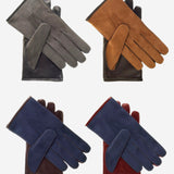 CC3434 (blue) - Men's suede and lambskin gloves with cashmere lining