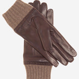 CC3502 (brown) - Men’s lambskin winter gloves with cashmere lining & extended wool cuff