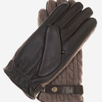 CC3510 (brown) - Men's Italian Cable Knit Cashmere and Leather Winter Gloves - Leather Gloves Online - Luxury Leather Gloves - 2
