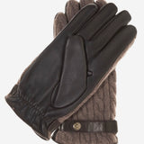 CC3510 (brown) - Men's Italian Cable Knit Cashmere and Leather Winter Gloves - Leather Gloves Online - Luxury Leather Gloves - 2