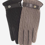 CC3510 (brown) - Men's Italian Cable Knit Cashmere and Leather Winter Gloves - Leather Gloves Online - Luxury Leather Gloves - 1