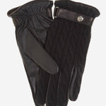 CC3510 (black) - Men's Italian Cable Knit Cashmere and Leather Winter Gloves - Leather Gloves Online - Luxury Leather Gloves - 1