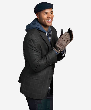 CC3510 (brown) - Men's Italian Cable Knit Cashmere and Leather Winter Gloves - Leather Gloves Online - Luxury Leather Gloves - 4