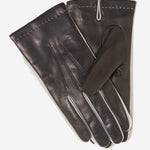 CC3592 (black) - Men's Italian Leather Gloves with Two-Tone Contrast Colors - Leather Gloves Online - Luxury Leather Gloves - 1