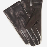 CC3592 (black) - Men's Italian Leather Gloves with Two-Tone Contrast Colors - Leather Gloves Online - Luxury Leather Gloves - 1