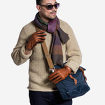 CC3592 (brown) - Men's Italian Leather Gloves with Two-Tone Contrast Colors - Leather Gloves Online - Luxury Leather Gloves - 2