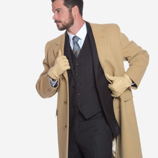CC3630 (natural) - Men's Handsewn Italian Cashmere Lined Nubuck Gloves - Leather Gloves Online - Luxury Leather Gloves - 3