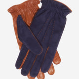 CC3640 (blue) - Men's Handsewn Suede and Lambskin Gloves with Italian Cashmere Lining - Leather Gloves Online - Luxury Leather Gloves - 1