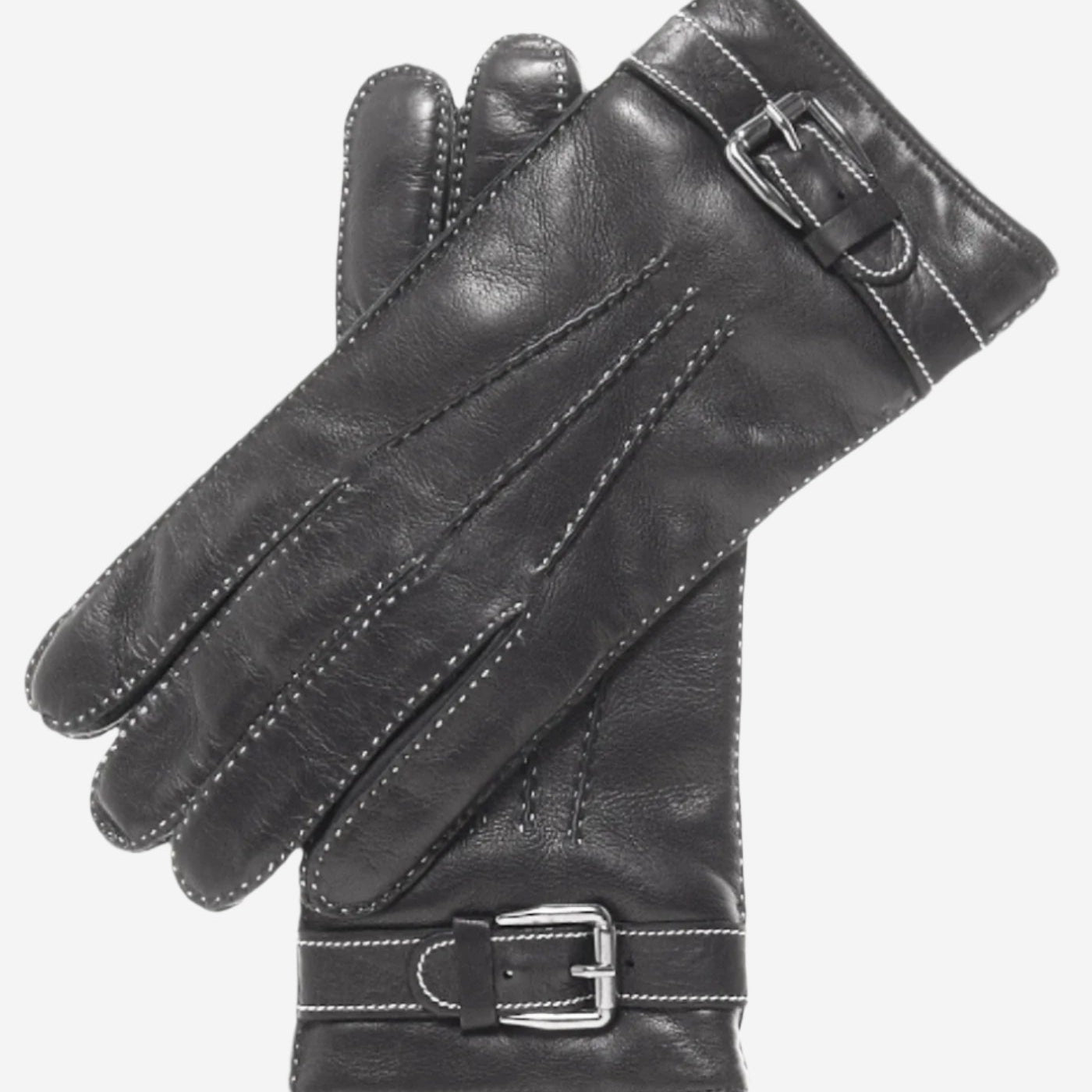CC3905 (black) - Men's Italian Cashmere Lined Leather Gloves With Shearling Cuff - Leather Gloves Online - Luxury Leather Gloves - 1