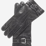 CC3905 (black) - Men's Italian Cashmere Lined Leather Gloves With Shearling Cuff - Leather Gloves Online - Luxury Leather Gloves - 1