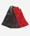 CC4005 (black) - Women's Italian Cashmere Lined Leather Gloves with Decorative Stitching