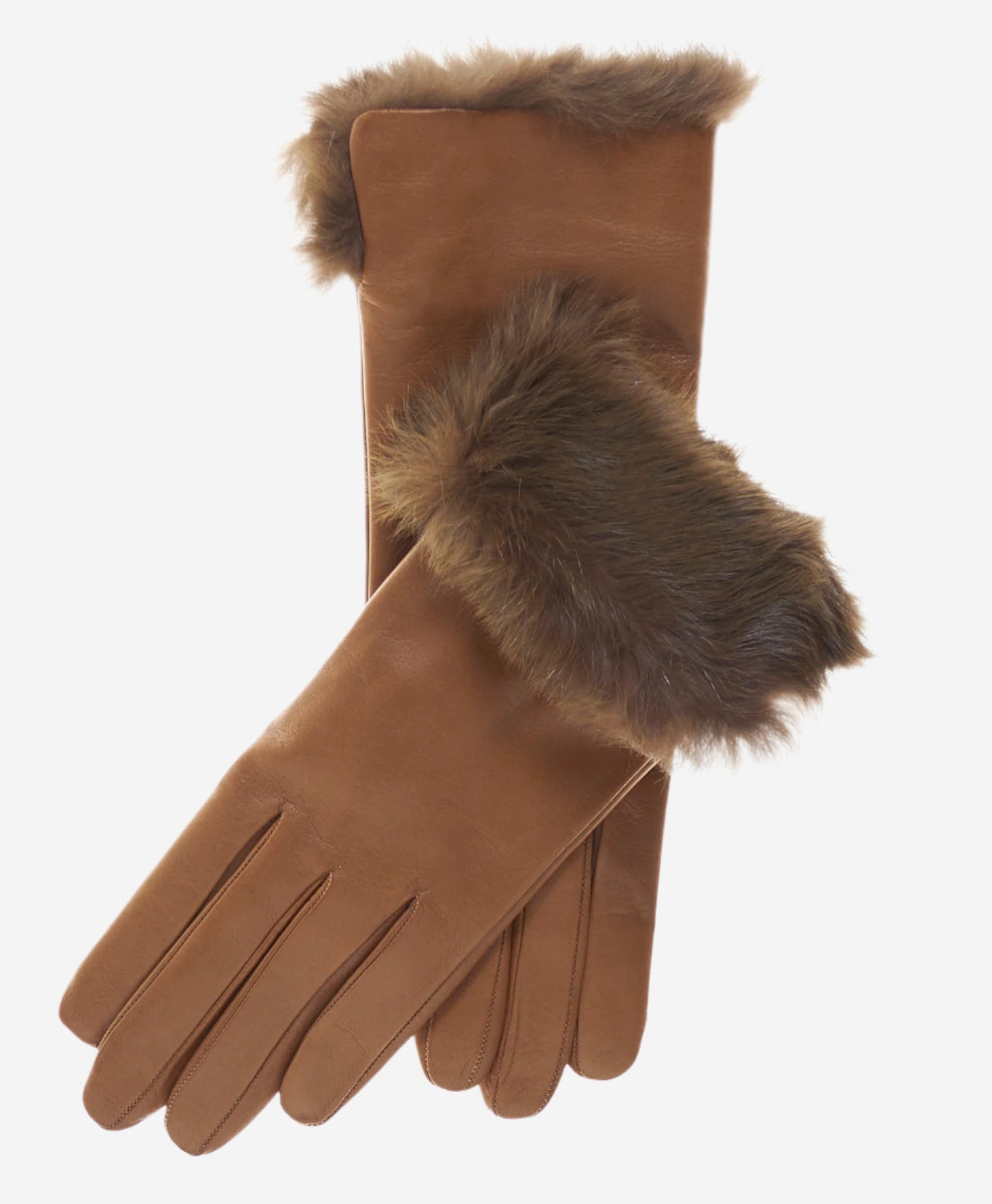 CC4009 (camel) - Women's Italian Rabbit Fur Cuff Winter Leather Gloves - Leather Gloves Online - Luxury Leather Gloves - 2
