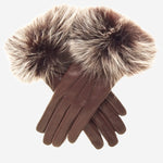 CC4066 (brown) - Women's Italian Fox Fur Cuff Cashmere Lined Leather Gloves - Leather Gloves Online - Luxury Leather Gloves - 2