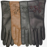 CC4101 (black) - Women's Italian Cashmere Lined Leather Gloves with Floral Accents