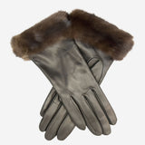 CC4127 (black) - Women's Italian Cashmere Lined 4-Button Length Gloves with Mink Cuff - Leather Gloves Online - Luxury Leather Gloves - 2