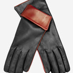 CC4141 (black) - Women's Cashmere Lined Leather Gloves with Contrast Cuff - Leather Gloves Online - Luxury Leather Gloves - 1