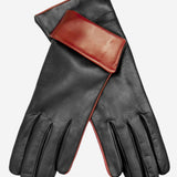 CC4141 (black) - Women's Cashmere Lined Leather Gloves with Contrast Cuff - Leather Gloves Online - Luxury Leather Gloves - 1