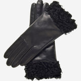 CC4172 (black) - Women's Cashmere Lined Leather Gloves with Persian Lamb Cuffs - Leather Gloves Online - Luxury Leather Gloves - 1