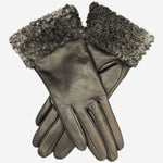 CC4172 (black/silver) - Women's Cashmere Lined Leather Gloves with Persian Lamb Cuffs - Leather Gloves Online - Luxury Leather Gloves - 2
