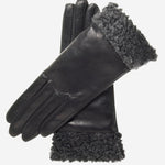 CC4172 (black/silver) - Women's Cashmere Lined Leather Gloves with Persian Lamb Cuffs - Leather Gloves Online - Luxury Leather Gloves - 1