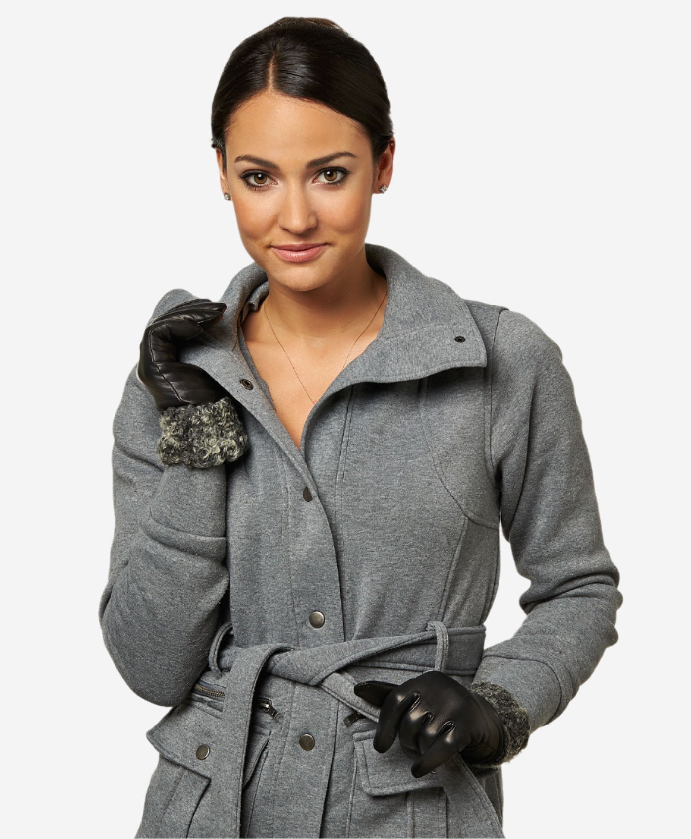 CC4172 (black/silver) - Women's Cashmere Lined Leather Gloves with Persian Lamb Cuffs - Leather Gloves Online - Luxury Leather Gloves - 4