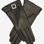 CC4201 (black) - Women's Italian Cashmere Lined Leather Gloves with Buckle - Leather Gloves Online - Luxury Leather Gloves - 2
