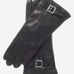 CC4201 (black) - Women's Italian Cashmere Lined Leather Gloves with Buckle - Leather Gloves Online - Luxury Leather Gloves - 1