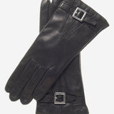 CC4201 (black) - Women's Italian Cashmere Lined Leather Gloves with Buckle - Leather Gloves Online - Luxury Leather Gloves - 1