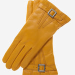 CC4201 (canary) - Women's Italian Cashmere Lined Leather Gloves with Buckle - Leather Gloves Online - Luxury Leather Gloves - 2